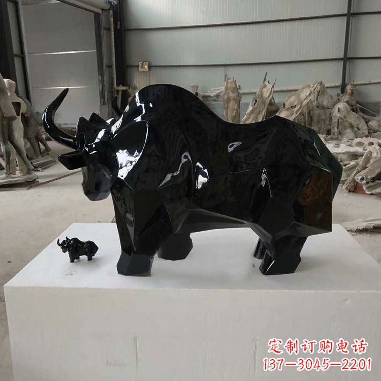 玻璃钢抽象牛雕塑工艺品 (2)