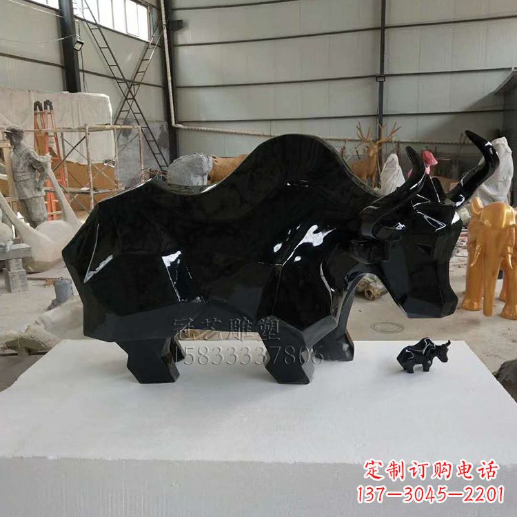 玻璃钢抽象牛雕塑工艺品
