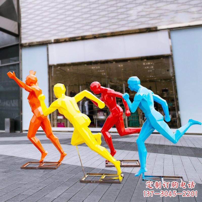 玻璃钢抽象跑步人物雕塑