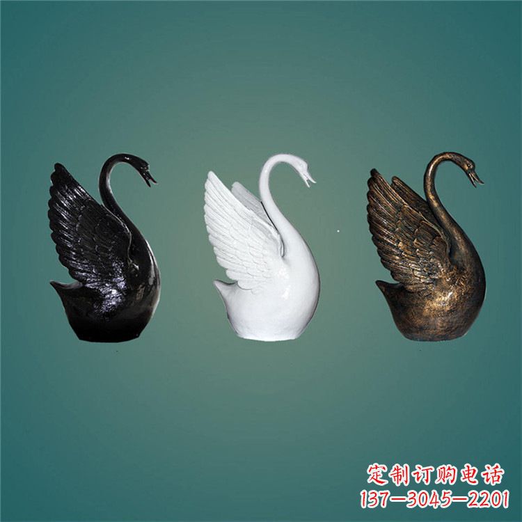 玻璃钢抽象天鹅雕塑-水景水池可喷水动物雕塑摆件