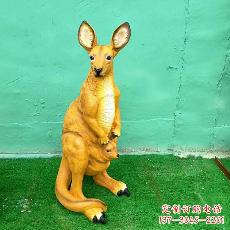 玻璃钢袋鼠仿真雕塑