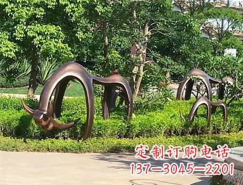 玻璃钢动物雕塑 抽象牛-公园草坪动物雕塑摆件