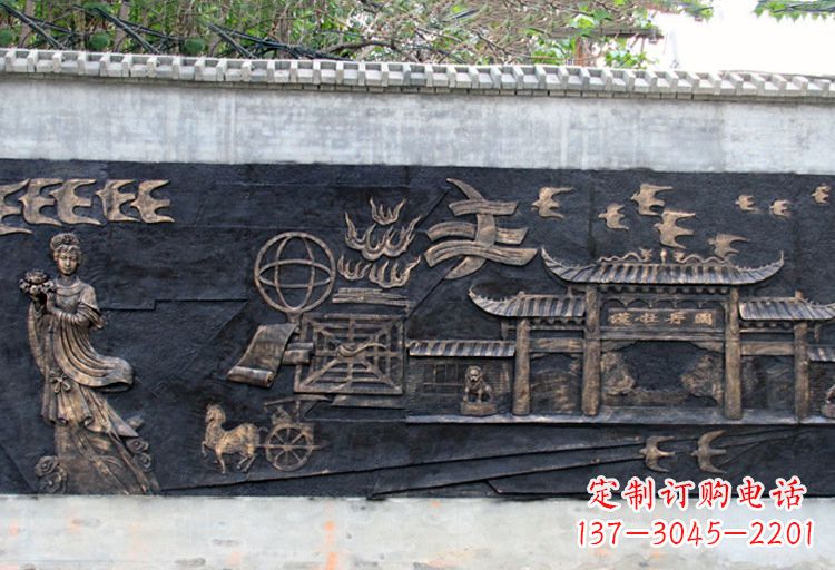 玻璃钢仿铜“汉牡丹图”浮雕墙壁画