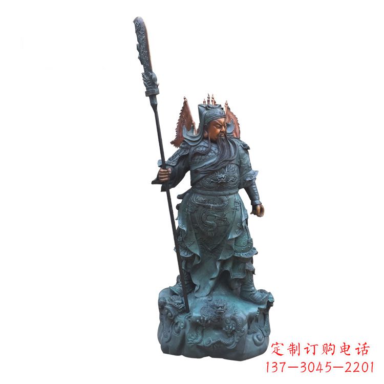 玻璃钢仿铜彩绘关公像