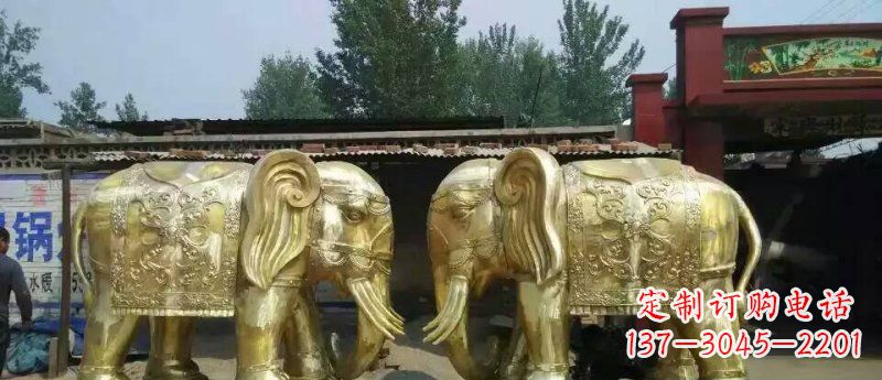玻璃钢仿铜大象公园动物雕塑