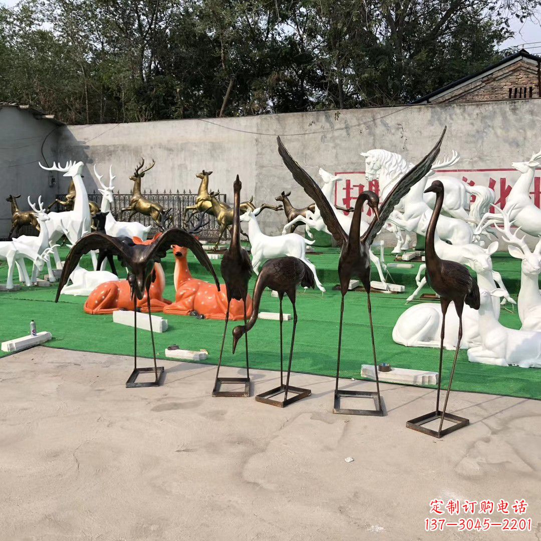 玻璃钢仿铜雕塑仙鹤