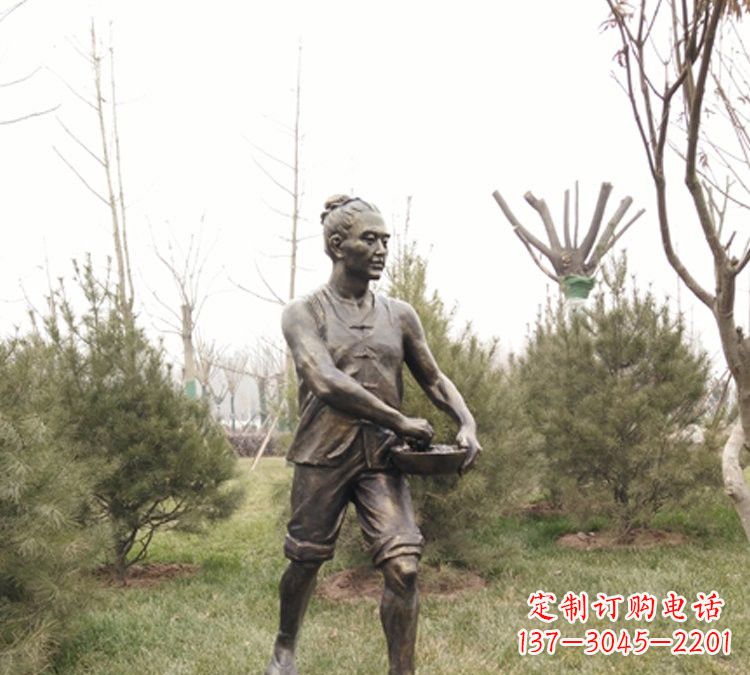 玻璃钢仿铜古代农民雕塑