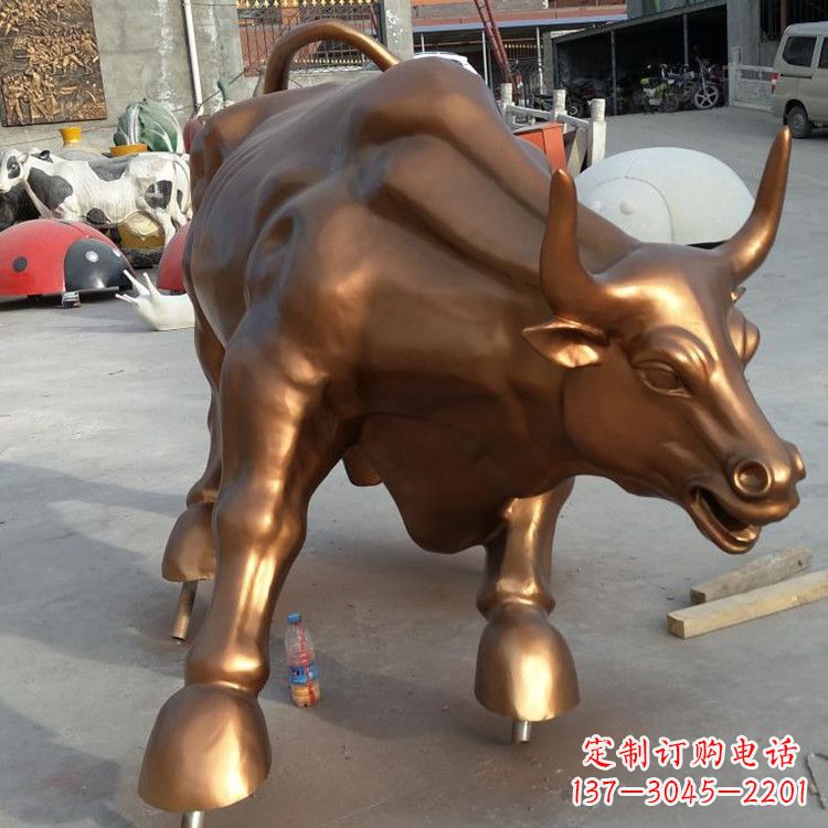 玻璃钢仿铜华尔街牛雕塑