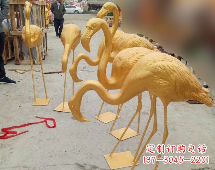 玻璃钢仿铜火烈鸟雕塑