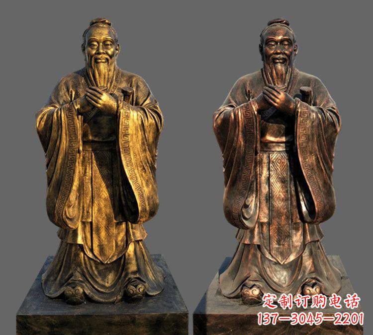 玻璃钢仿铜孔子校园名人