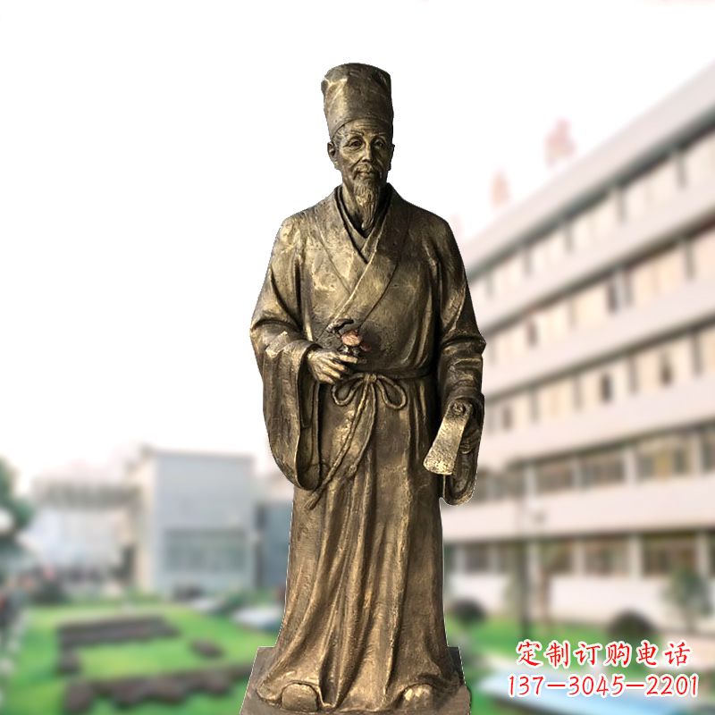 玻璃钢仿铜李时珍塑像-医院医学院药圣雕塑