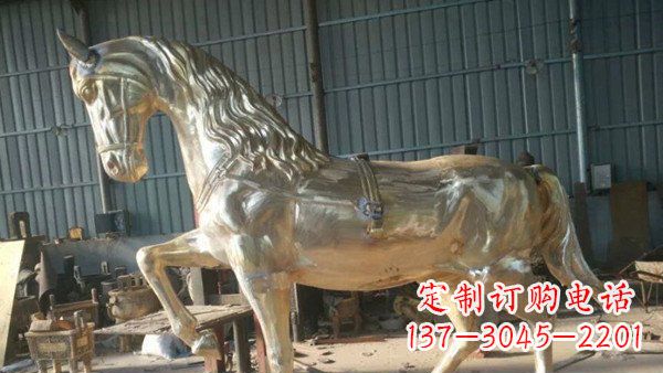 玻璃钢仿铜马公园动物雕塑