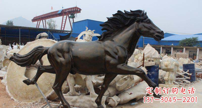 玻璃钢仿铜马广场动物雕塑
