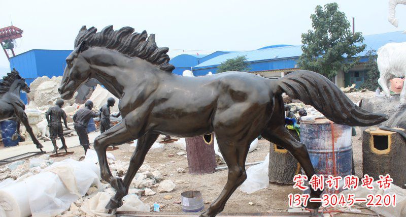 玻璃钢仿铜马广场动物雕塑 (2)