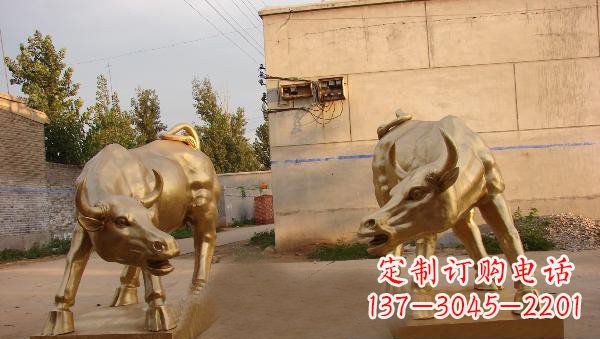 玻璃钢仿铜牛街边景观雕塑