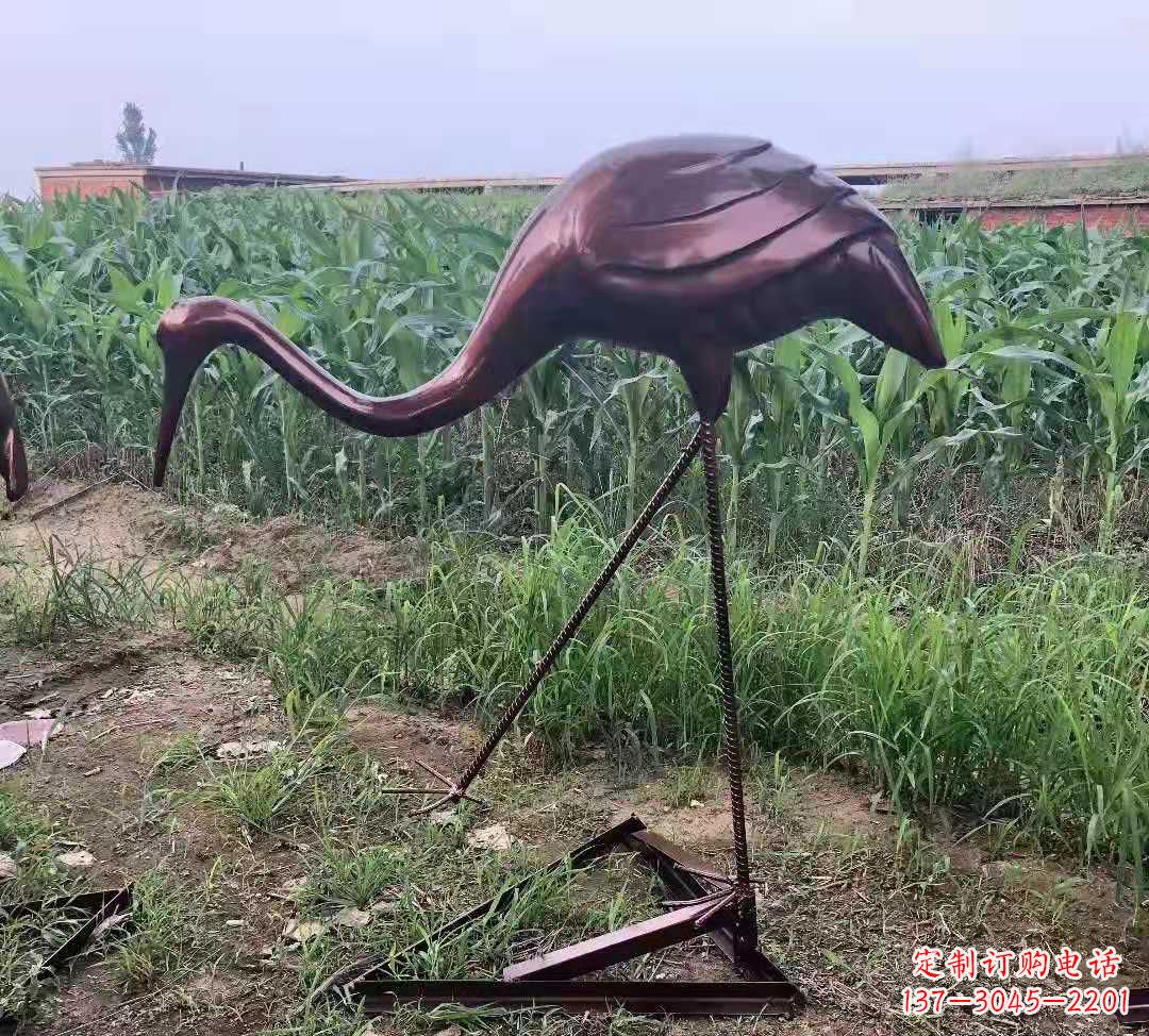 玻璃钢仿铜仙鹤雕塑公园园林景观摆件