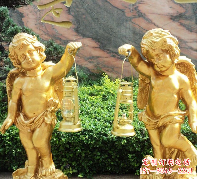 玻璃钢仿铜小天使路灯：陪伴你安全回家