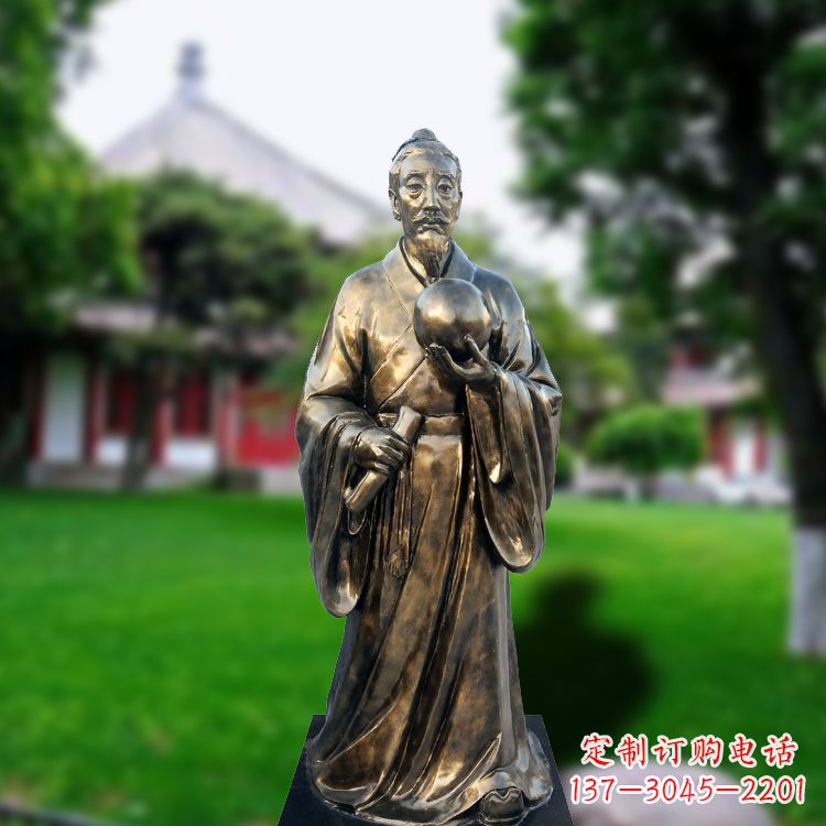 玻璃钢仿铜张衡塑像-中国东汉时期著名天文学家
