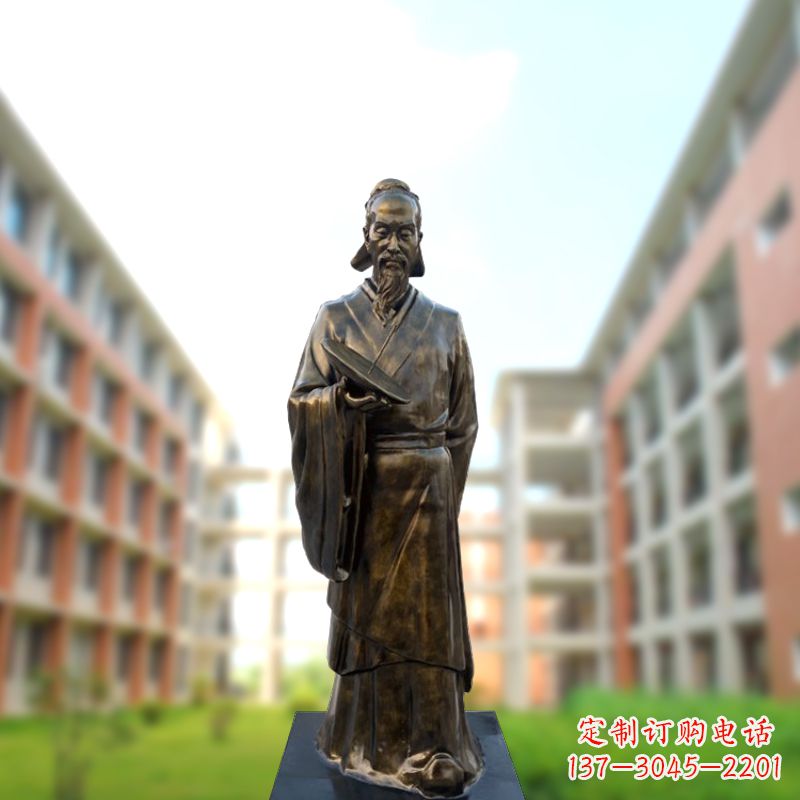 玻璃钢仿铜祖冲之雕塑-学校校园历史名人雕像