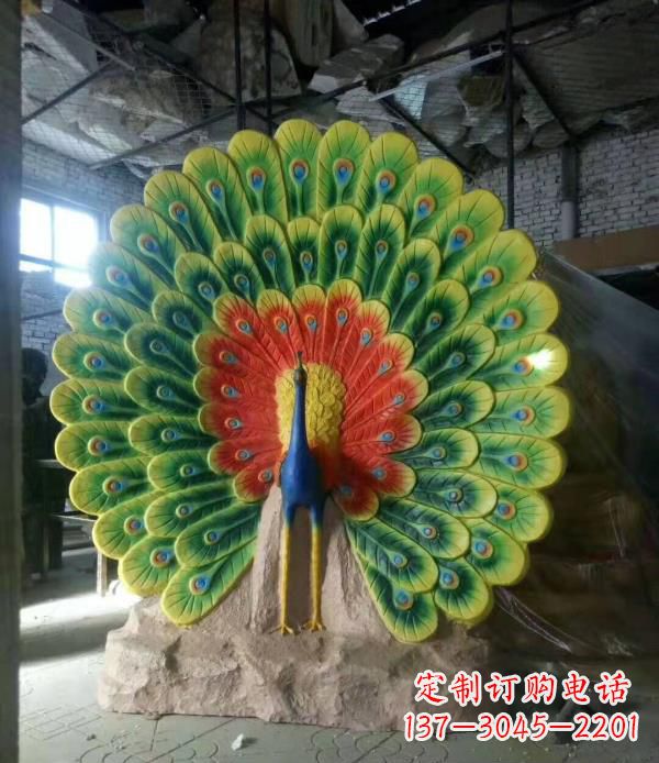 玻璃钢仿真动物孔雀雕塑