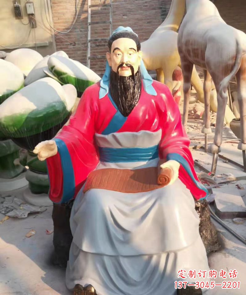 玻璃钢仿真古代名人孔子讲学雕塑