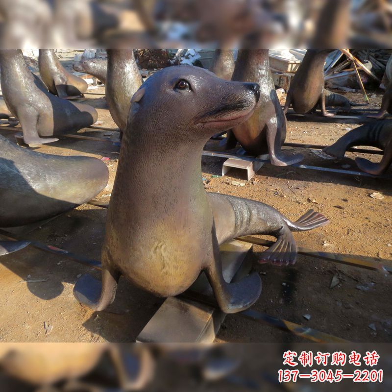 玻璃钢仿真海豹雕塑