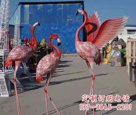 玻璃钢仿真火烈鸟雕塑广场景观雕塑户外摆件