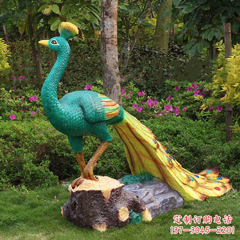 玻璃钢仿真孔雀公园草坪仿真动物雕塑摆件
