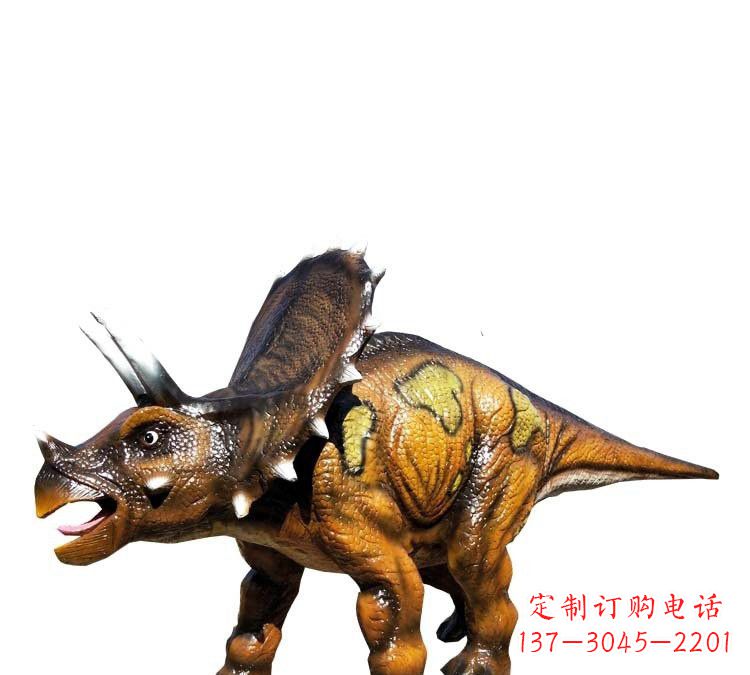 玻璃钢仿真恐龙三角龙雕塑