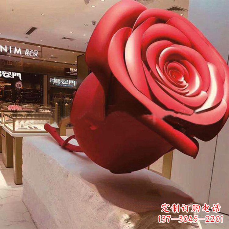玻璃钢仿真玫瑰花雕塑摆件