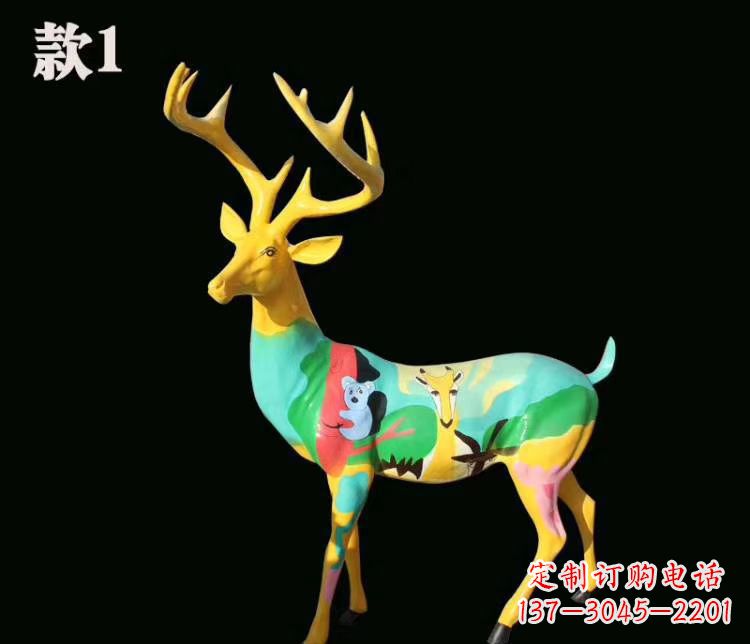 玻璃钢仿真梅花鹿雕塑