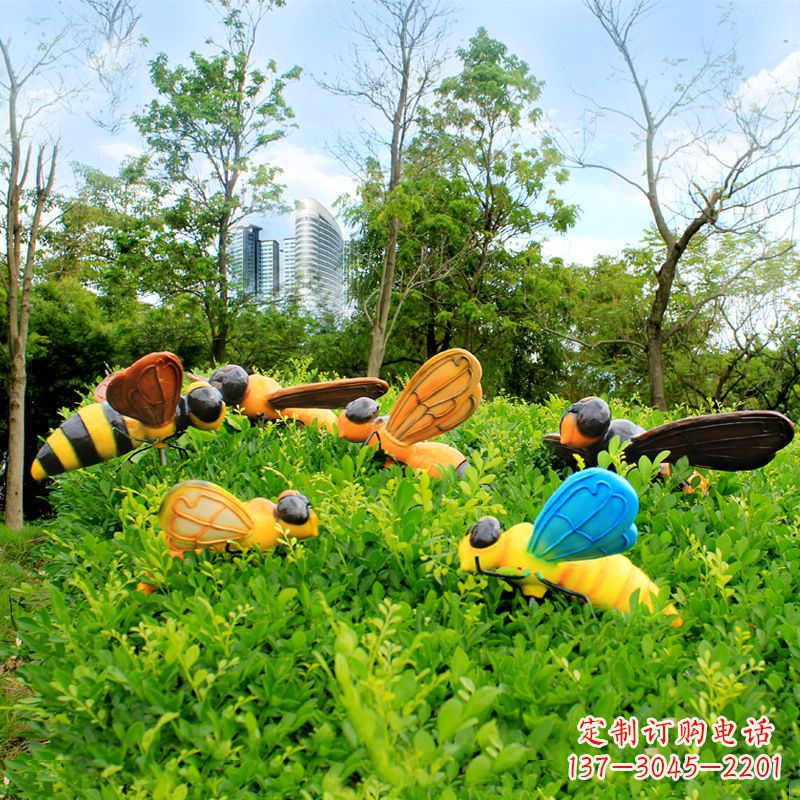 玻璃钢仿真蜜蜂-公园草丛花丛动物雕塑摆件