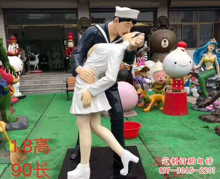 玻璃钢仿真亲吻情侣雕塑婚庆景观雕塑
