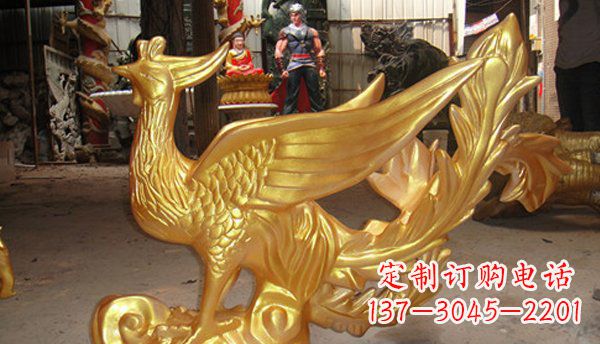 玻璃钢凤凰仿铜动物雕塑