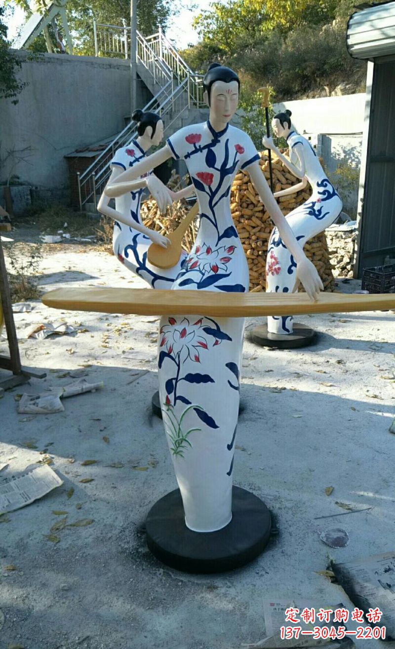 玻璃钢公园梅兰竹菊人物雕塑