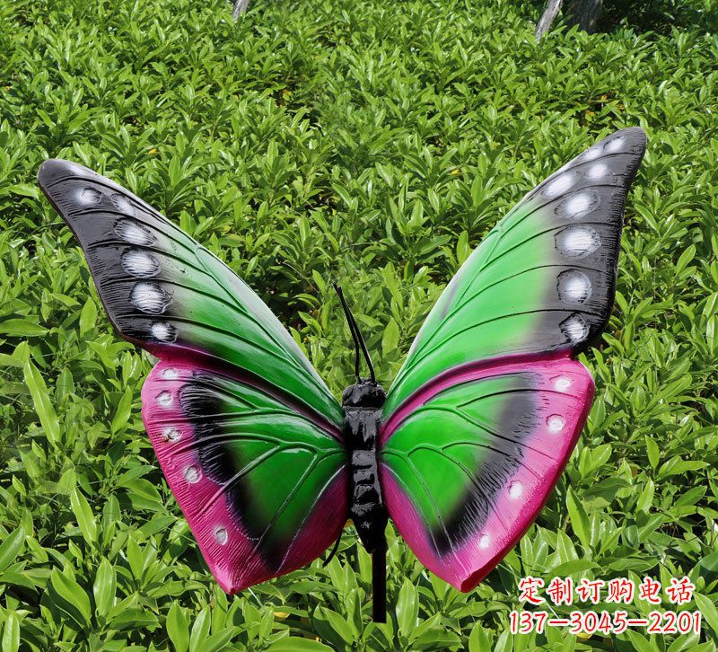 玻璃钢蝴蝶插件,花园草丛草坪仿真昆虫雕塑