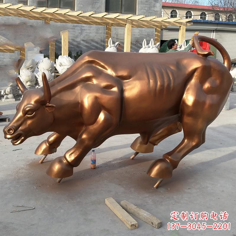 玻璃钢华尔街铜牛