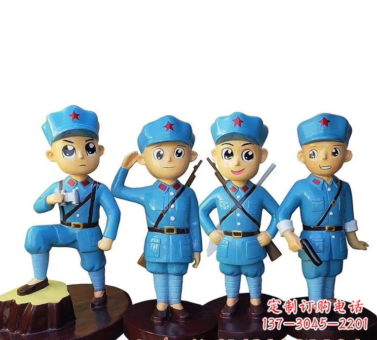 玻璃钢解放军卡通人物雕塑