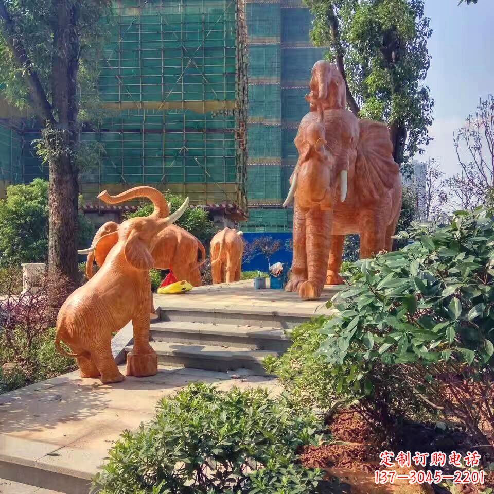 玻璃钢卡通大象雕塑-小区园林动物景观雕塑