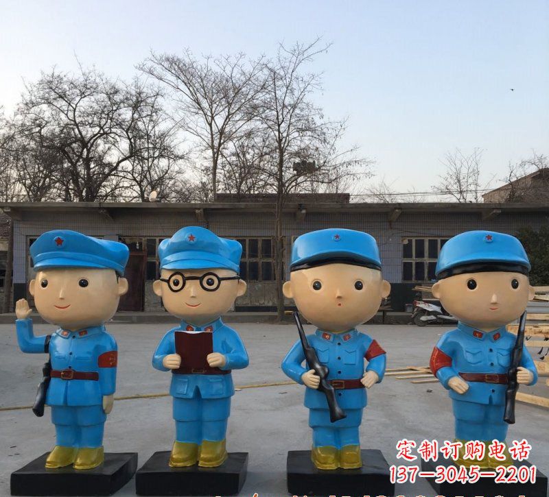 玻璃钢卡通红军雕塑