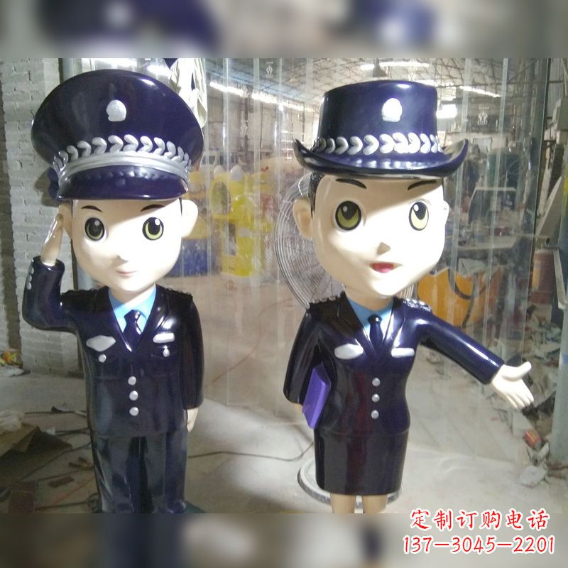 玻璃钢卡通警察雕塑