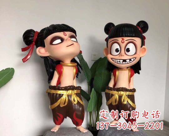 玻璃钢卡通哪吒雕塑