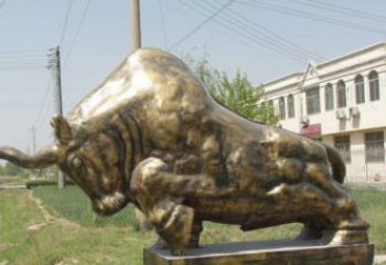 黄铜斗牛雕像