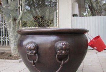 招财进宝水缸铜雕塑摆件