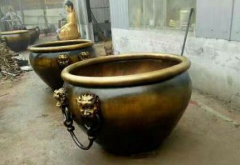 精致的铜制家居摆件——水缸铜雕塑