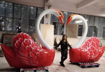天鹅玻璃钢爱心婚礼景观摆件