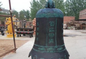 玻璃钢铜钟雕塑精美外观，持久耐用