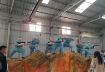 英雄雕塑玻璃钢仿真抗战人物景观雕塑