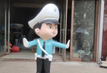 玻璃钢卡通警察雕塑象征勇敢、责任心的警察