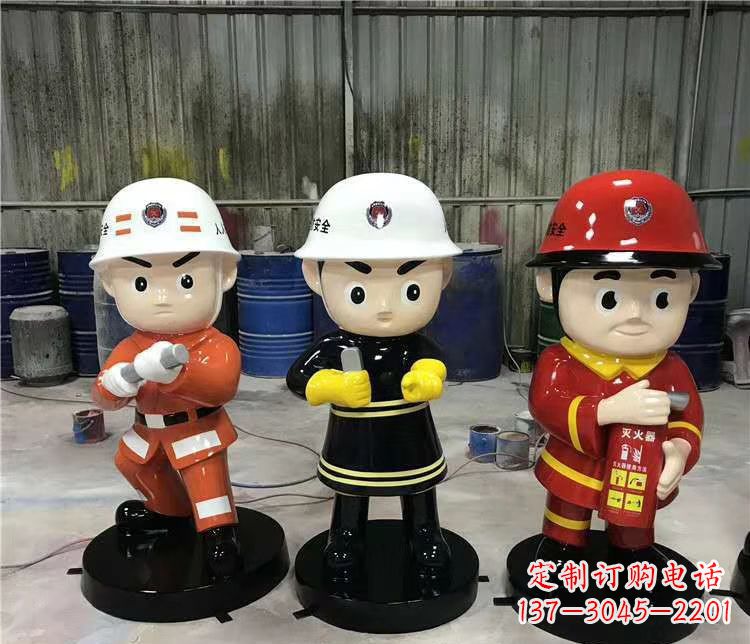 玻璃钢卡通消防人物雕塑 公园摆件